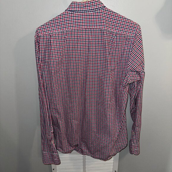 Two J Crew Slim Fit Gingham Casual Button Downs - Men's Medium Blue Pink - Picture 5 of 7